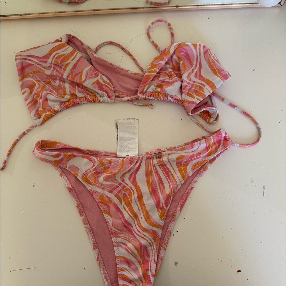 H&M Pink and Orange Swirl Bikini